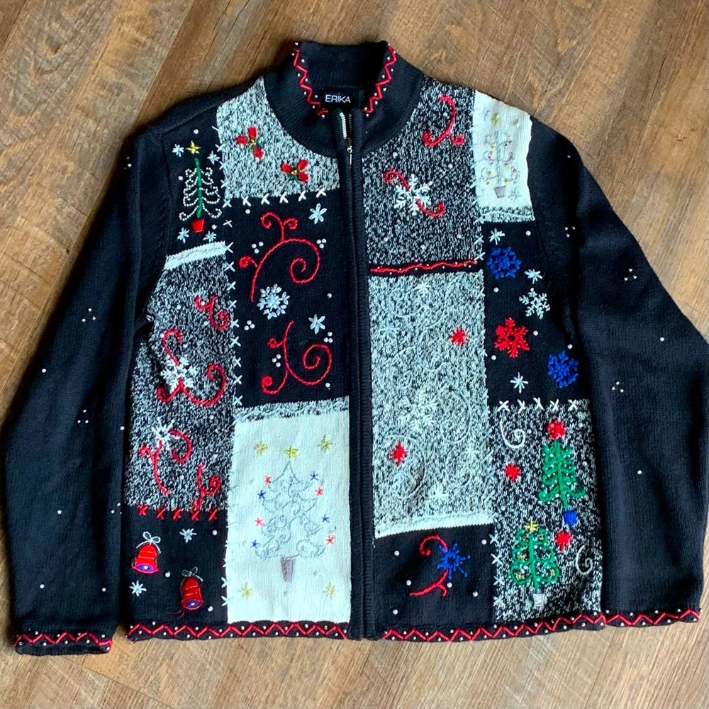 Erika Zip-up Christmas Sweater Size Large